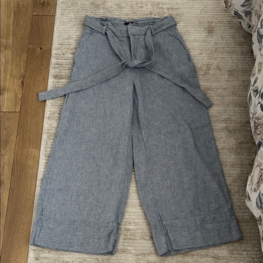 Banana Republic Blue Herringbone Capri Trouser